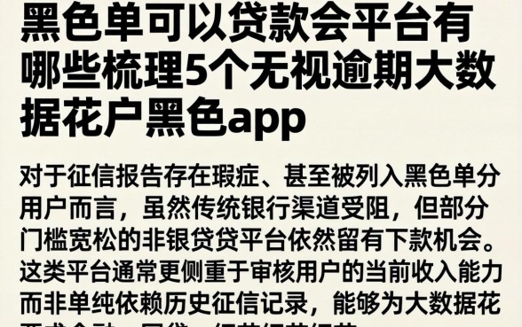 黑名单可以贷款的平台有哪些，梳理5个无视逾期大数据花户黑户app