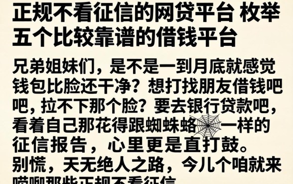正规不看征信的网贷平台，枚举五个比较靠谱的借钱平台