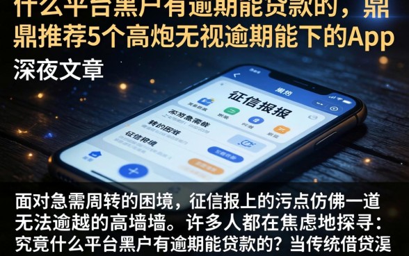 什么平台黑户有逾期能贷款的，鼎力推荐5个高炮无视逾期能下的app