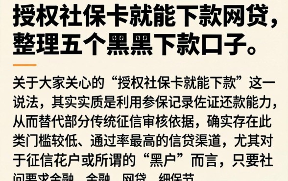 授权社保卡就能下款的网贷，整理五个黑户下款口子
