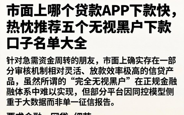市面上哪个贷款APP下款快,热忱推荐五个无视黑户下款口子名单大全
