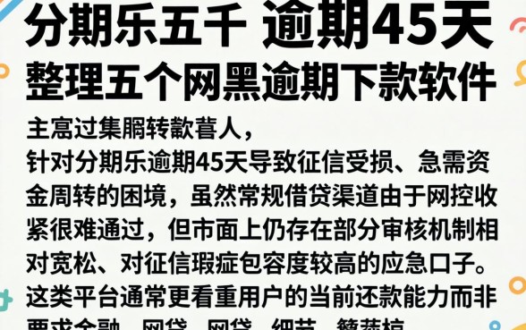 分期乐五千逾期45天，整理五个网黑逾期下款软件