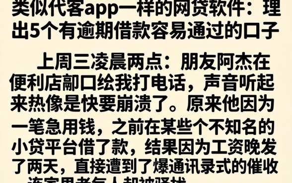 类似代客app一样的网贷软件，理出5个有逾期借款容易通过的口子