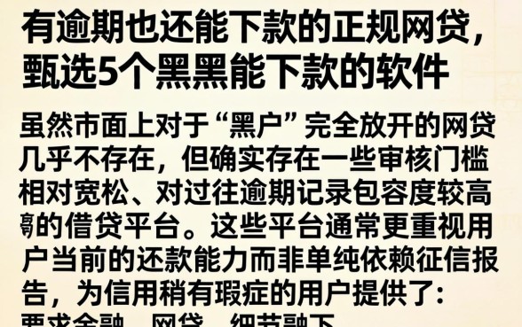有逾期也还能下款的正规网贷,甄选5个黑户能下款的软件