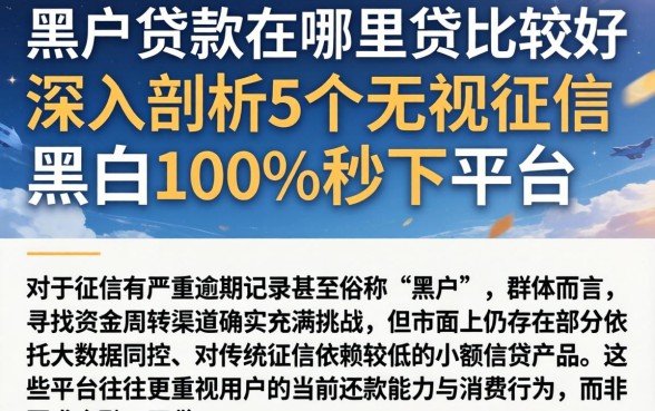 黑户贷款在哪里贷比较好,深入剖析5个无视征信黑白100%秒下平台