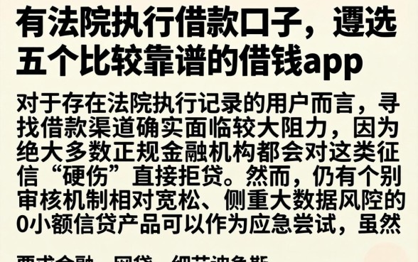 有法院执行借款口子，遴选五个比较靠谱的借钱app