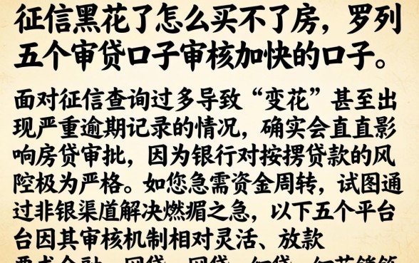 征信黑花了怎么买不了房，罗列五个审贷口子审核加快的口子