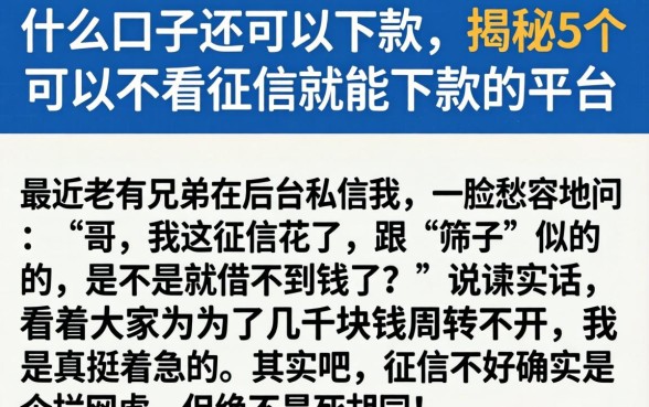 什么口子还可以下款，揭秘5个可以不看征信就能下款的平台