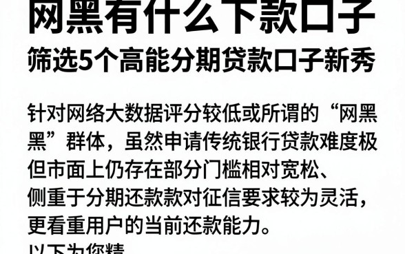网黑有什么下款口子,筛选5个高能分期贷款口子新秀