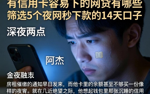 有信用卡容易下的网贷有哪些，筛选5个夜间秒下款的14天口子