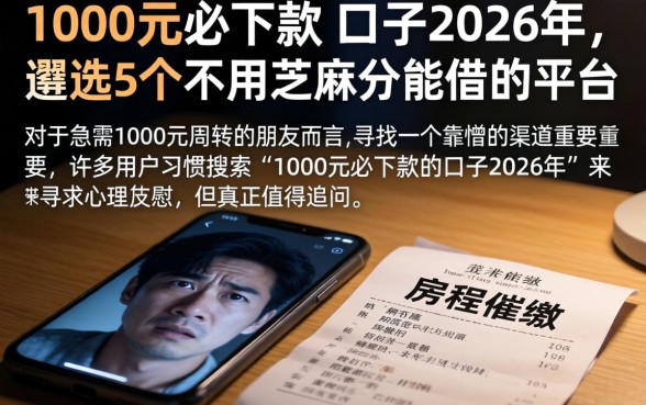 1000元必下款的口子2026年，遴选5个不用芝麻分能借的平台