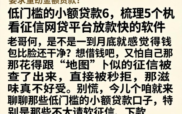 低门槛的小额贷款6，梳理5个不看征信网贷平台放款快的软件