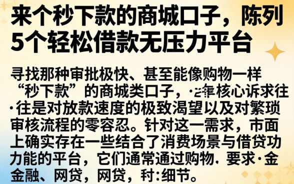 来个秒下款的商城口子，陈列5个轻松借款无压力平台