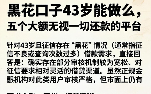 黑花口子43岁能做么，详尽说明五个大额无视一切还款的平台