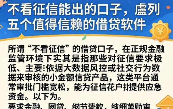 不看征信能出的口子，胪列五个值得信赖的借贷软件