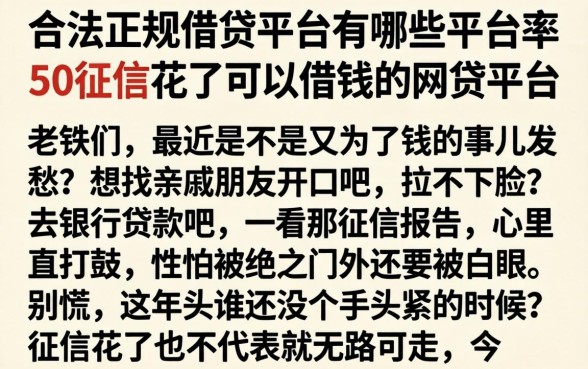 合法正规的借贷平台有哪些平台，枚举5个征信花了可以借钱的网贷平台