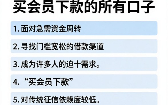 买会员下款的所有口子,整理五个不看负债和征信的软件