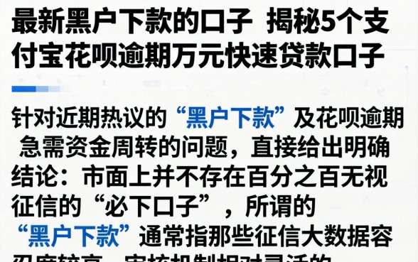 最新黑户下款的口子,揭秘5个支付宝花呗逾期万元快速贷款口子