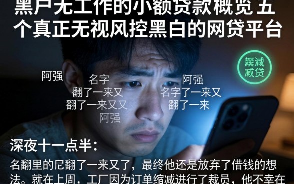 黑户无工作的小额贷款，概览五个真正无视风控黑白的网贷平台