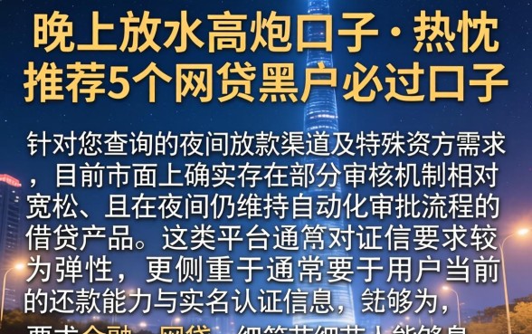 晚上放水的高炮口子，热忱推荐5个网贷黑户必过口子