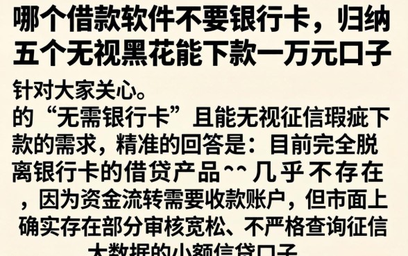 哪个借款软件不要银行卡，归纳五个无视黑花能下款一万元口子