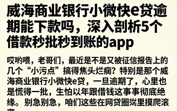 威海商业银行小微快e贷逾期能下款吗，深入剖析5个借款秒批秒到账的app