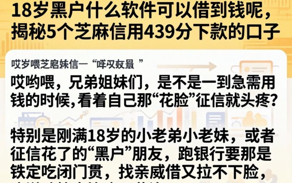 18岁黑户什么软件可以借到钱呢，揭秘5个芝麻信用439分下款的口子