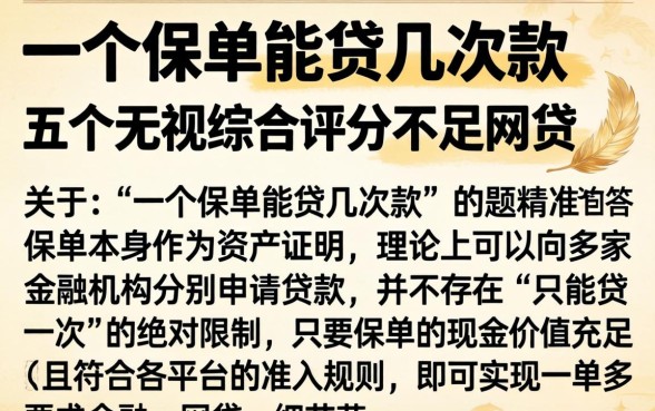 一个保单能贷几次款，细致阐述五个无视综合评分不足的网贷