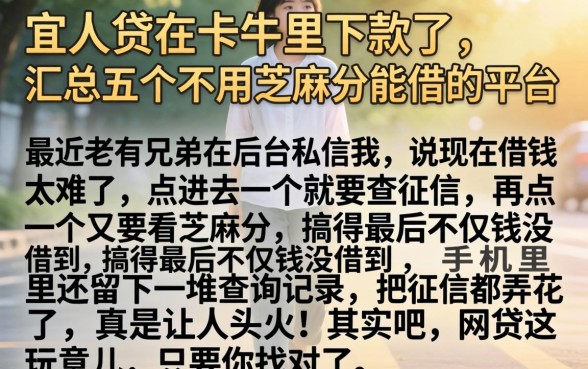 宜人贷在卡牛里下款了，汇总五个不用芝麻分能借的平台
