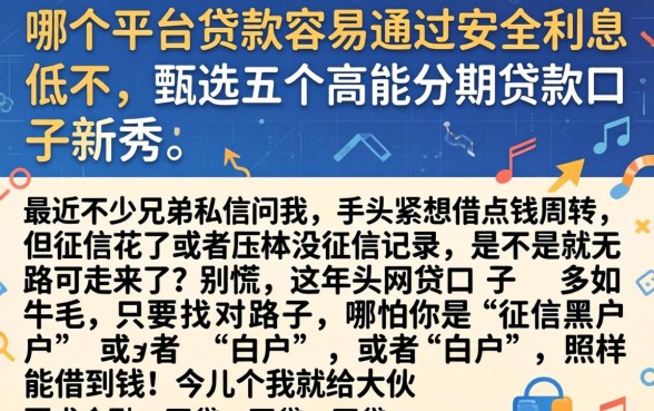 哪个平台贷款容易通过安全利息低不，甄选五个高能分期贷款口子新秀