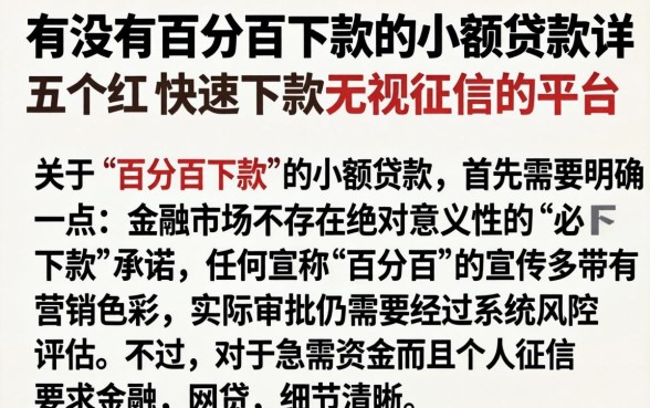 有没有百分百下款的小额贷款，详尽说明五个快速下款无视征信的平台