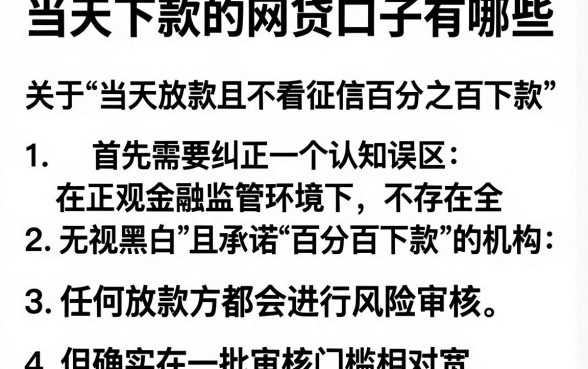 当天下款的网贷口子有哪些，详尽说明五个不看征信无视黑白百分百下款app