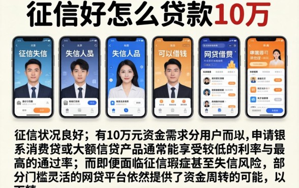 征信好怎么贷款10万，陈列五个失信人员可以借钱的网贷软件