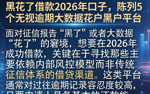 黑花了借款2026年口子，陈列5个无视逾期大数据花户黑户平台