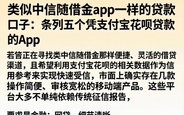类似中信随借金app一样的贷款口子,条列五个凭支付宝花呗贷款的app