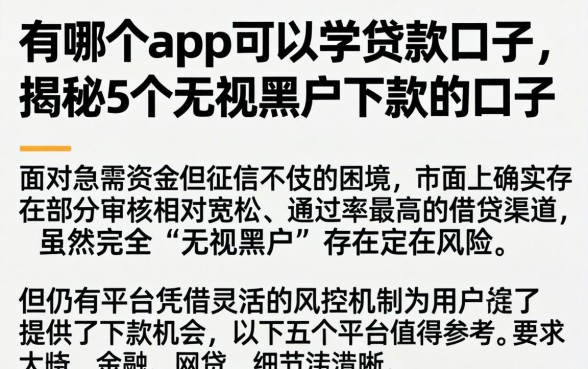 有哪个app可以学贷款口子,揭秘5个无视黑户下款的口子