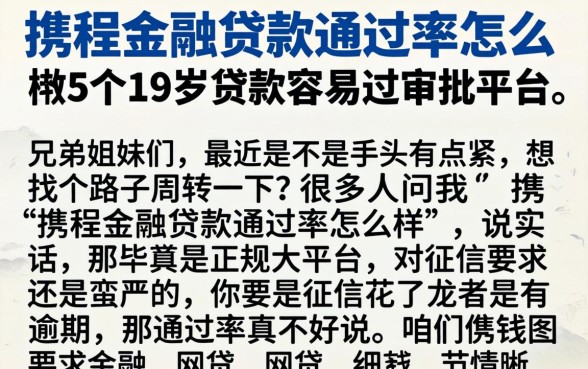 携程金融贷款通过率怎么样，枚举5个19岁贷款容易过审批的平台