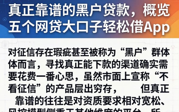 真正靠谱的黑户贷款，概览五个网贷大口子轻松借app
