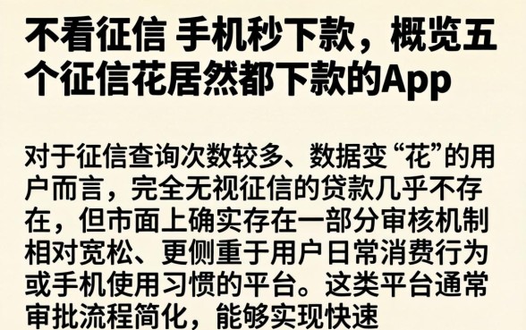 不看征信 手机秒下款,概览五个征信花居然都下款的app