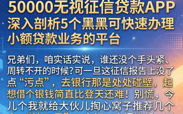 50000无视征信贷款APP，深入剖析5个黑户可快速办理小额贷款业务的平台