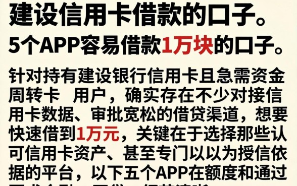 建设信用卡借款的口子，详尽说明5个APP容易借款1万块的口子