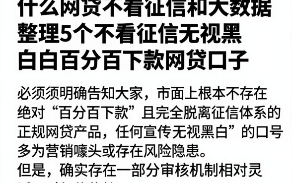 什么网贷不看征信和大数据,整理5个不看征信无视黑白百分百下款网贷口子