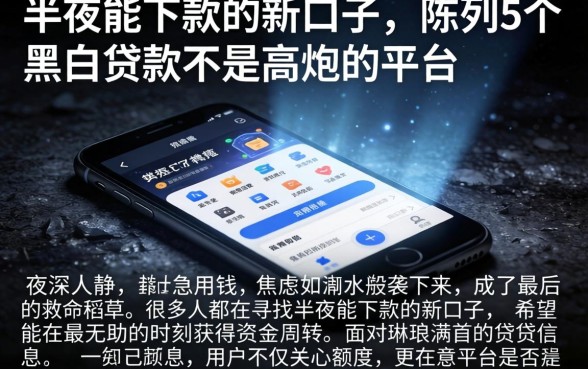 半夜能下款的新口子，陈列5个黑白贷款不是高炮的平台