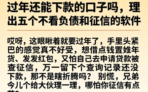 过年还能下款的口子吗,理出五个不看负债和征信的软件