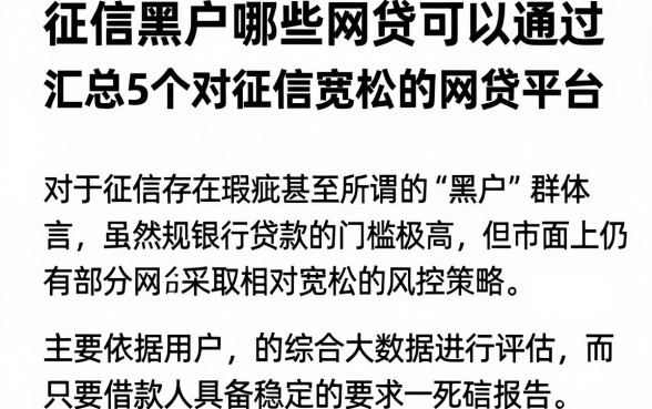 征信黑户哪些网贷可以通过，汇总5个对征信宽松的网贷平台