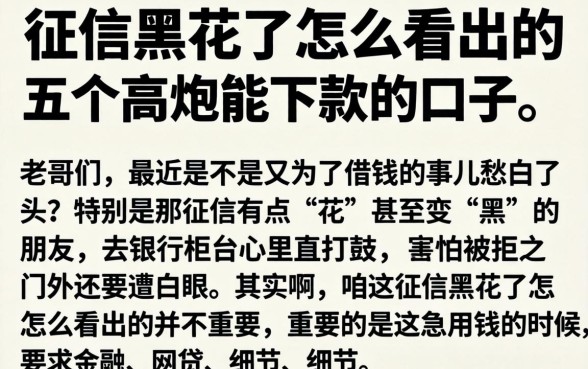征信黑花了怎么看出的，详细阐述五个高炮能下款的口子