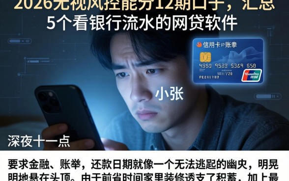 2026无视风控能分12期的口子，汇总5个看银行流水的网贷软件