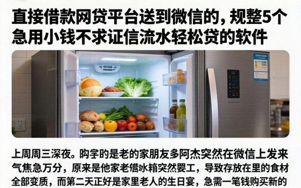 直接借款的网贷平台送到微信的，规整5个急用小钱不求征信流水轻松贷的软件