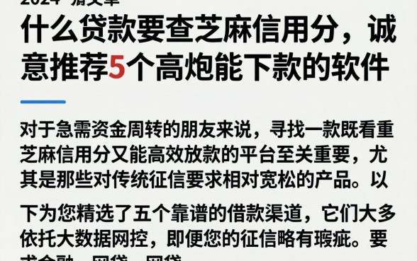 什么贷款要查芝麻信用分，诚意推荐5个高炮能下款的软件