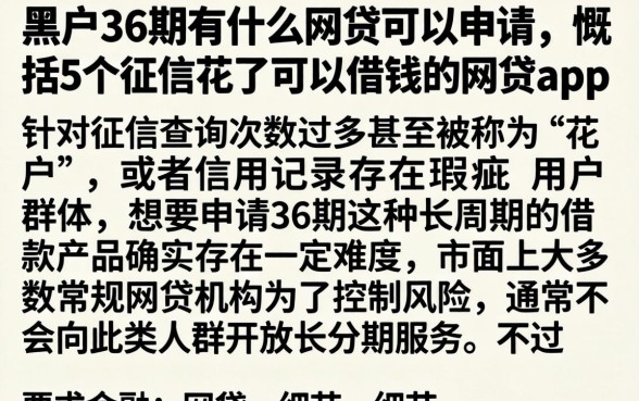 黑户36期有什么网贷可以申请,概括5个征信花了可以借钱的网贷app